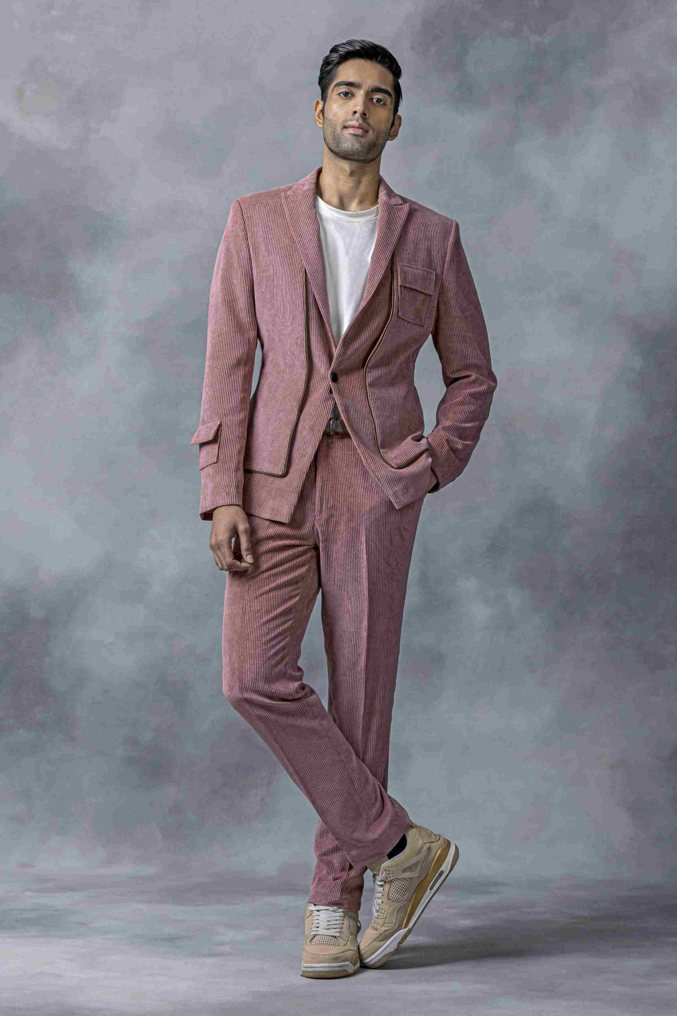 Sumeet Vyas in Salmon Pink Corduroy Set