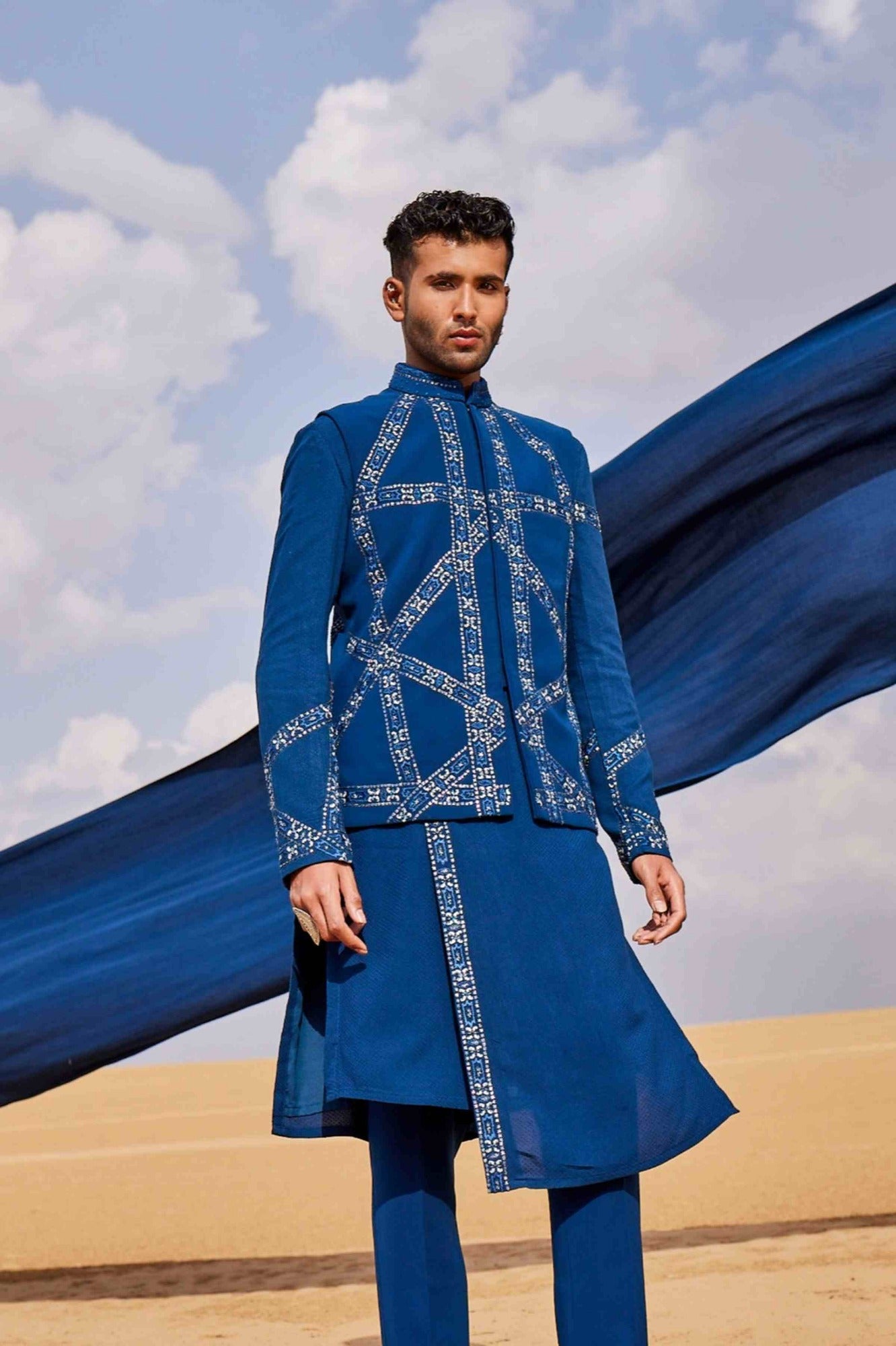 Indigo Blue Waistcoat Set