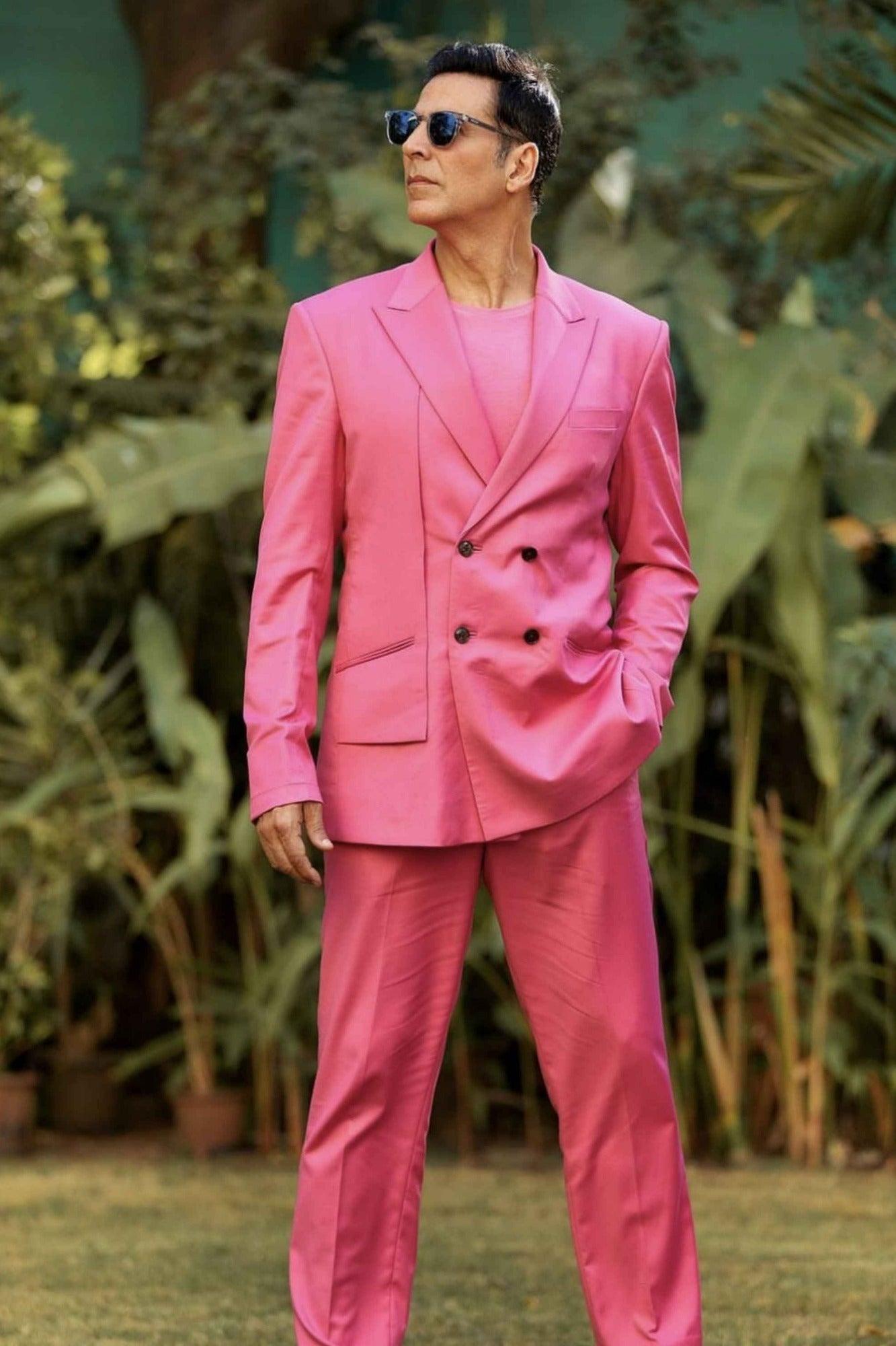 Akshay Kumar in Pink Double Breasted Blazer Set