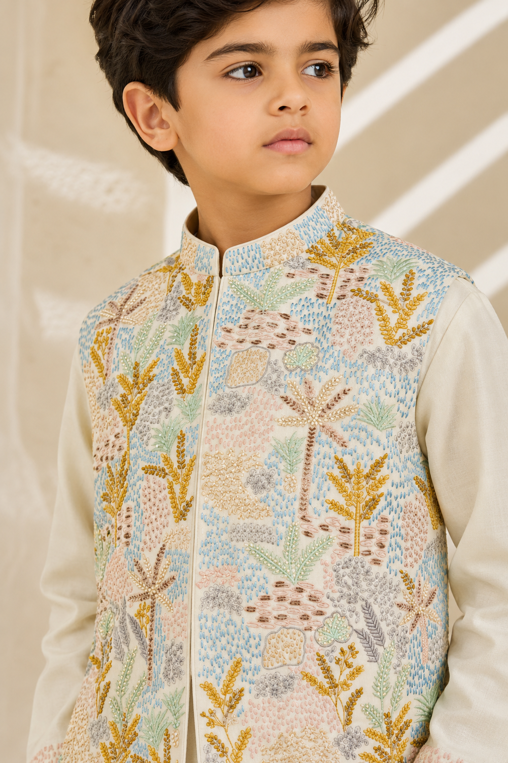 Off-white Serene Garden Waistcoat set