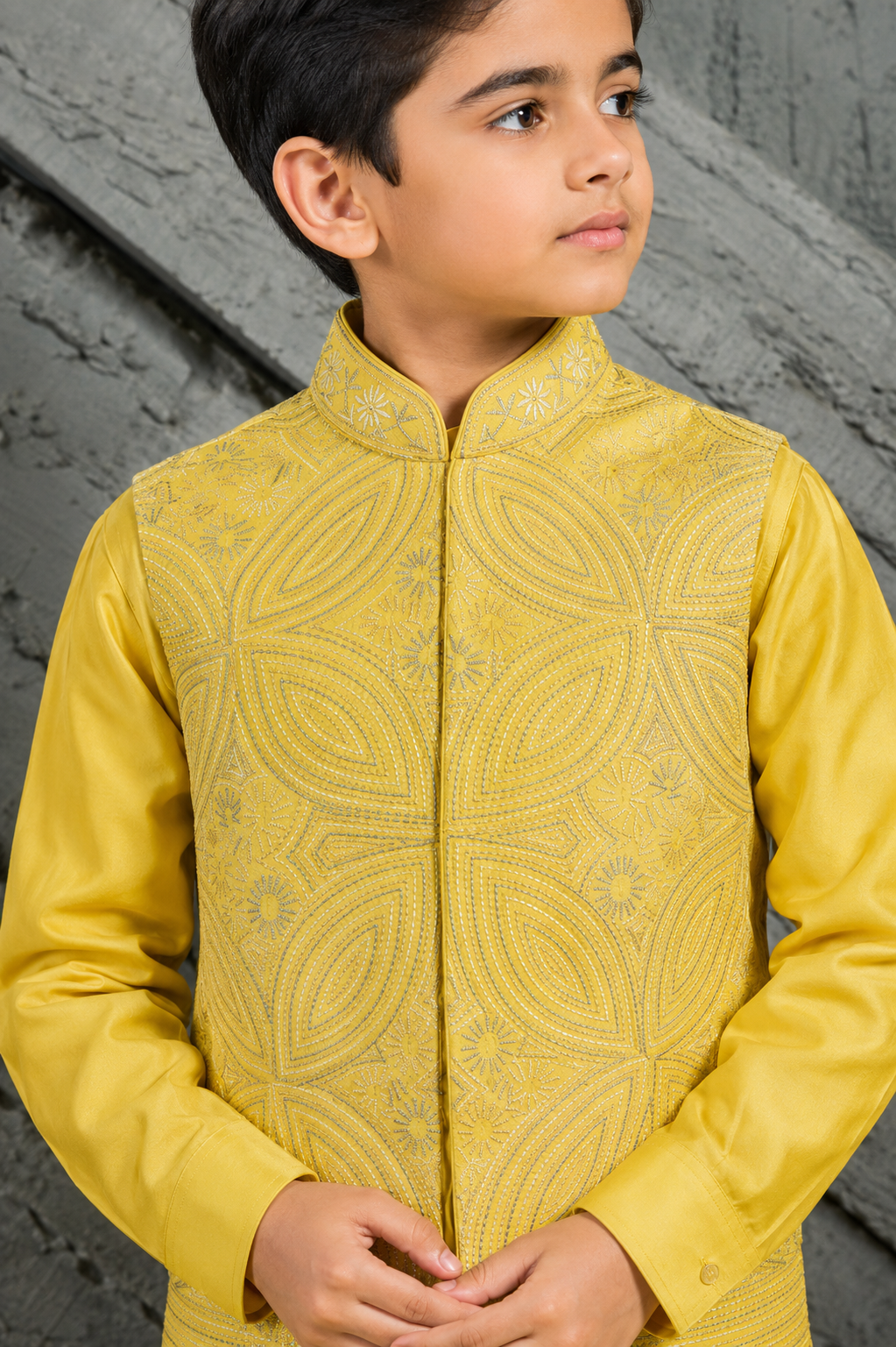 Yellow Sunray Waistcoat Set