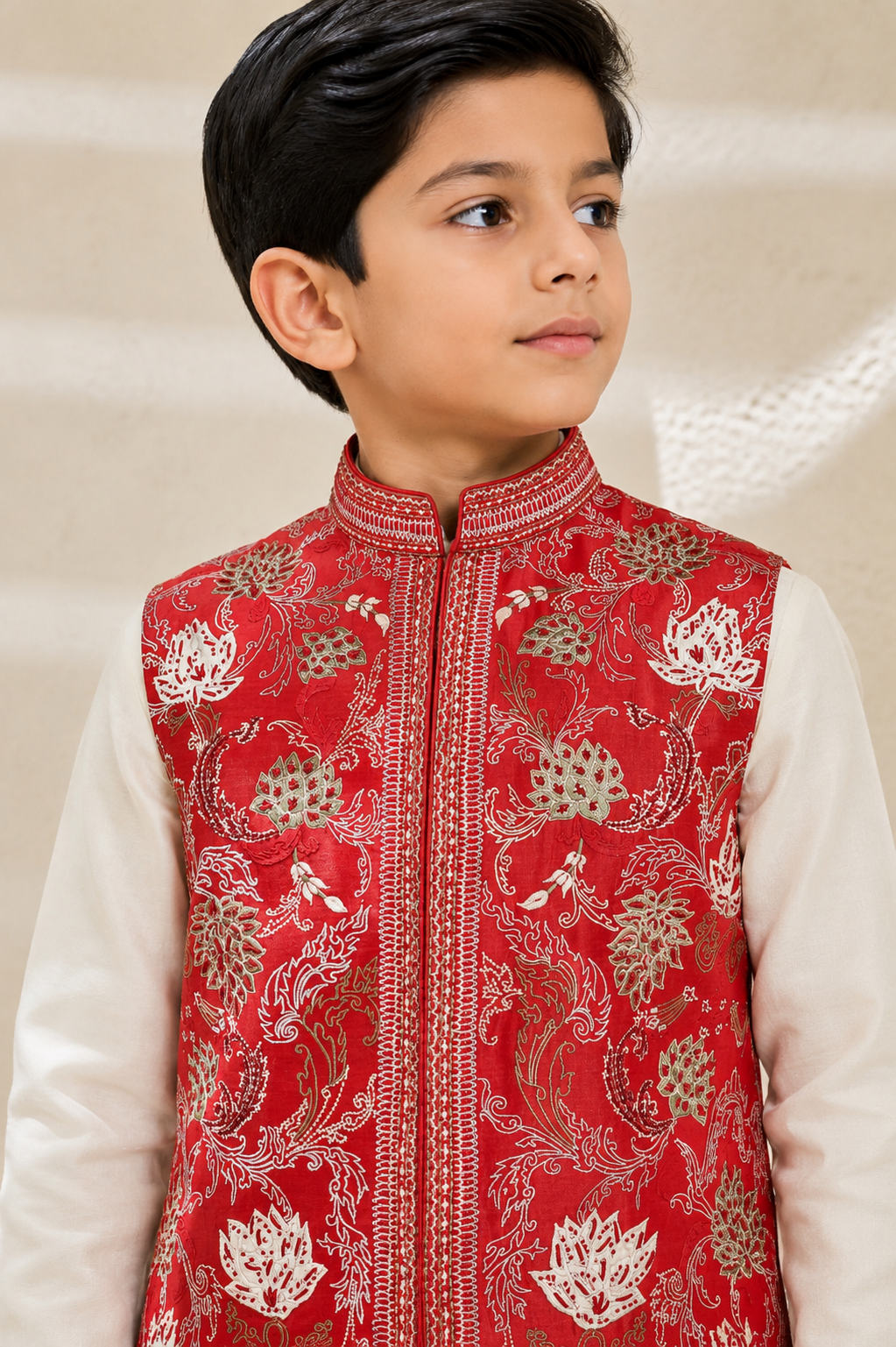 Scarlet Bloom Waistcoat Set