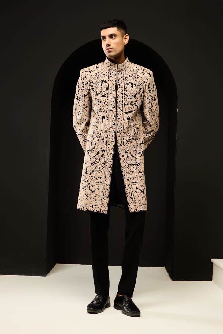 Black indowestern detailing with thread work