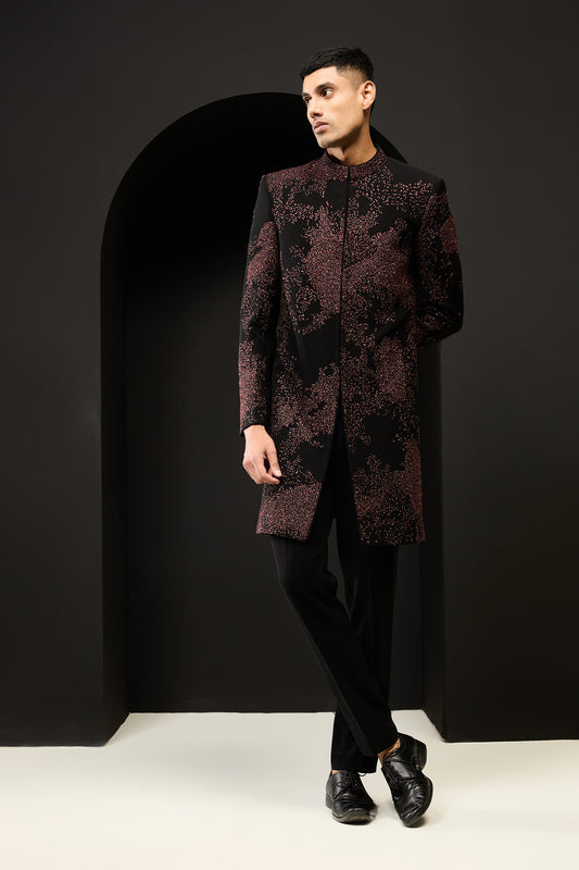 Black indo Western highlighting with sequins, pearls and thread work