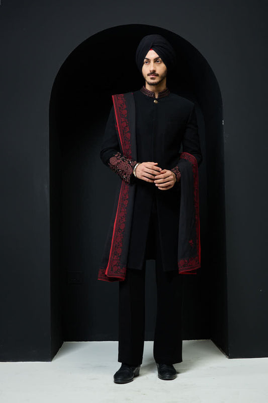 Black indo Western with spring thread work