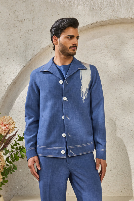 Blue Paint Splash Shacket Set