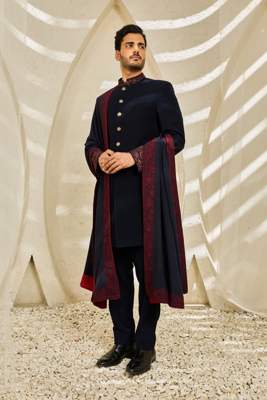 Indigo Mehrab Indowestern Set