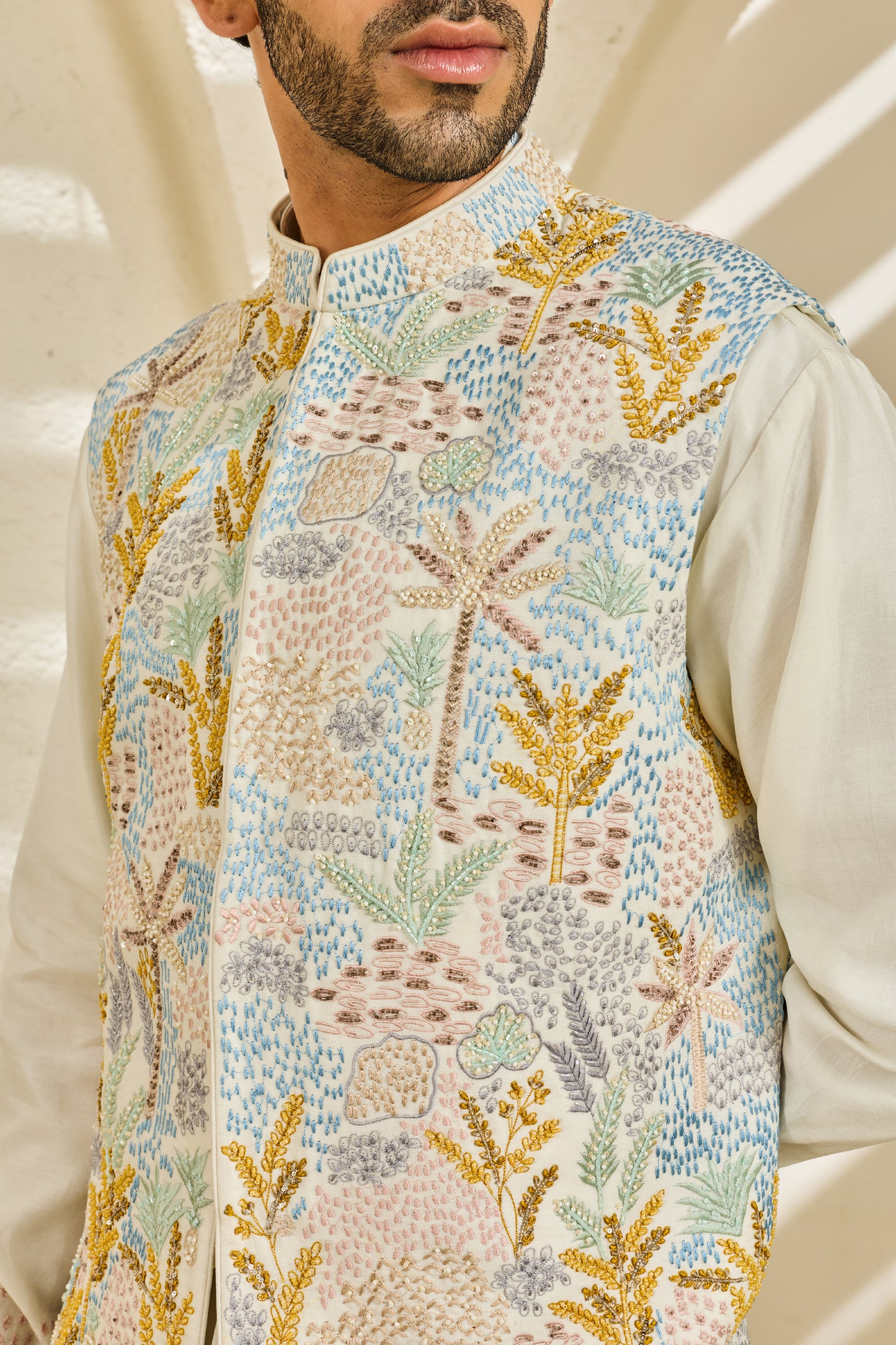 Off-white Serene Garden Waistcoat set