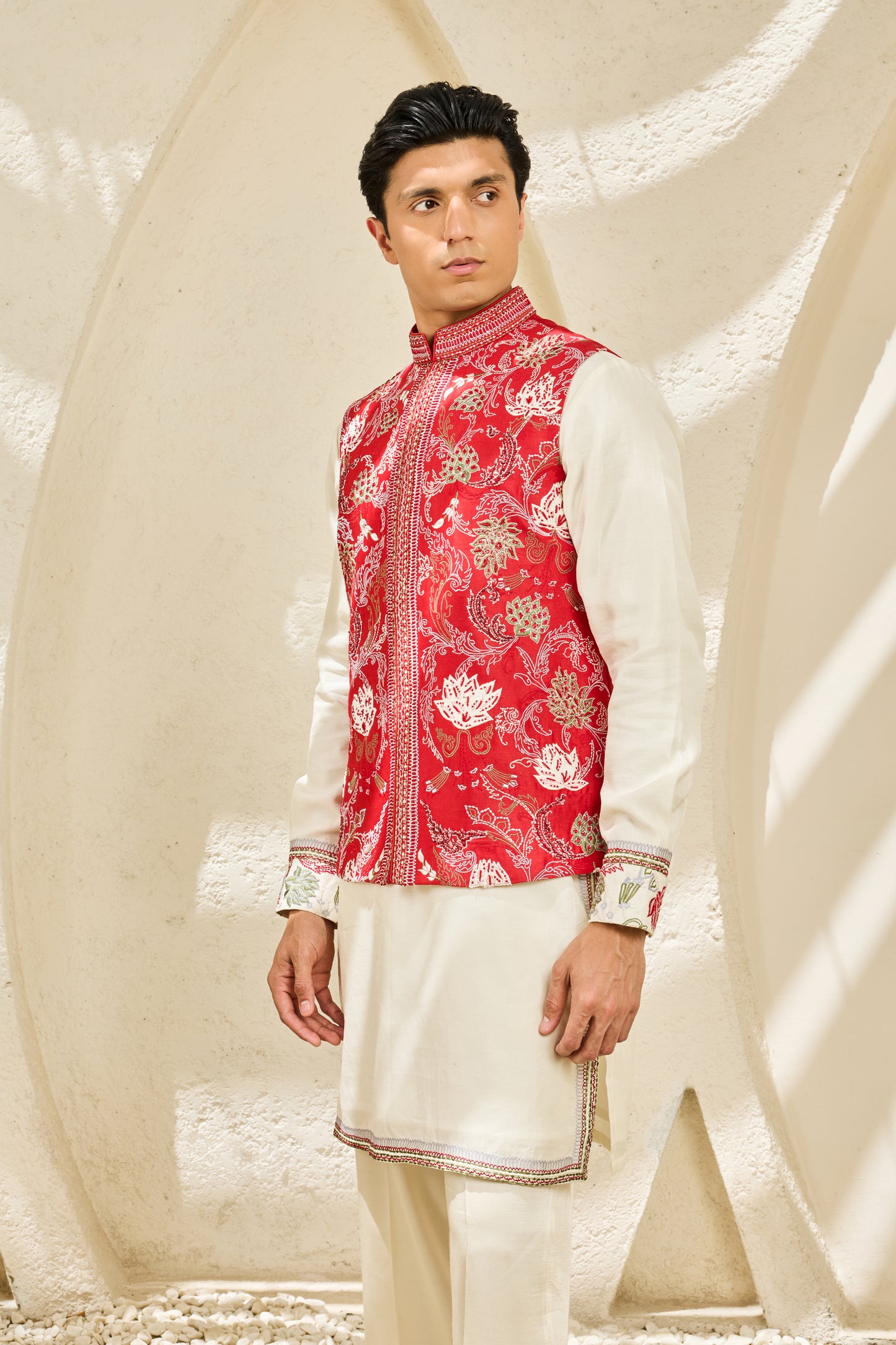 Scarlet Bloom Waistcoat Set