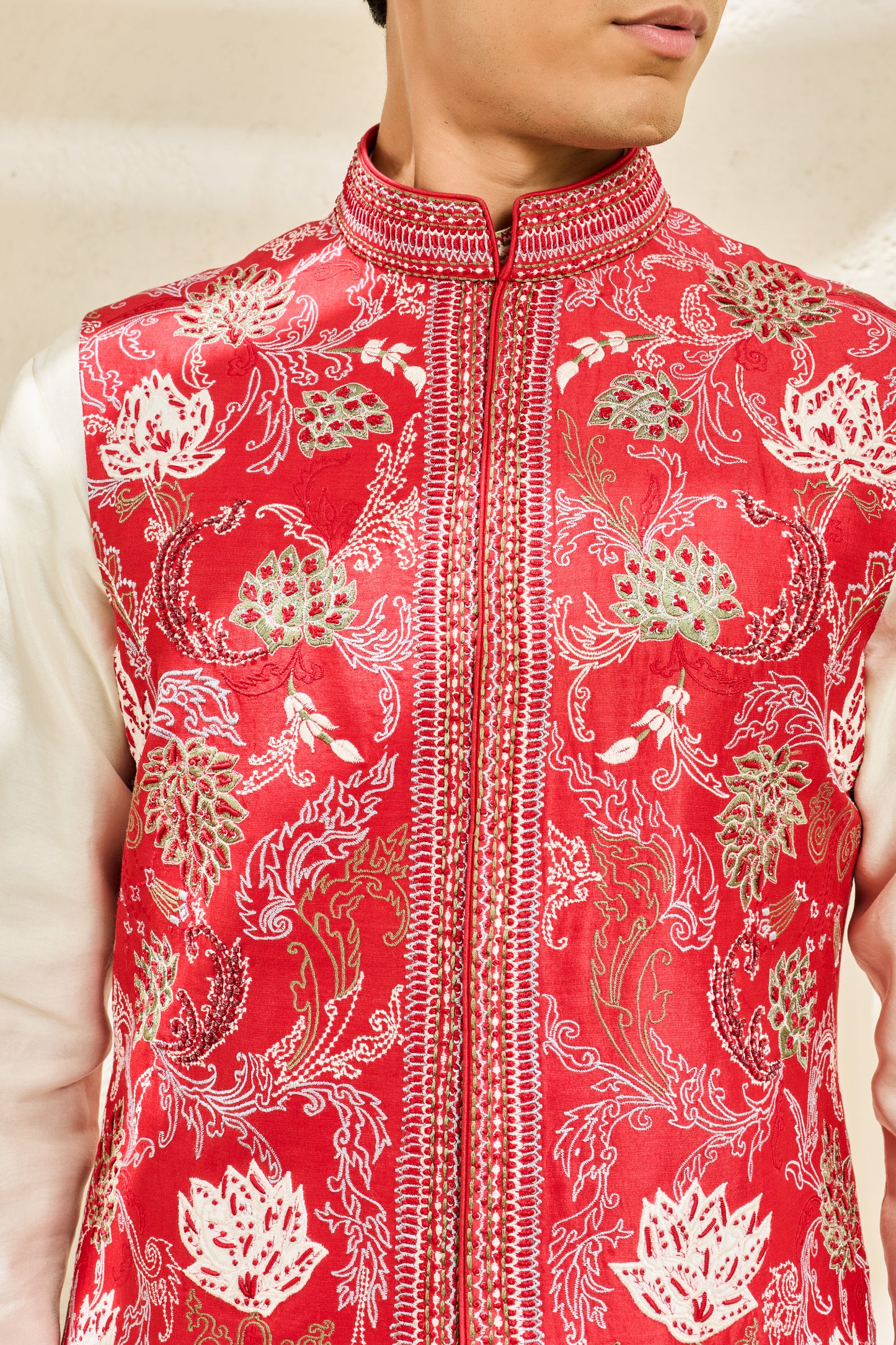Scarlet Bloom Waistcoat Set