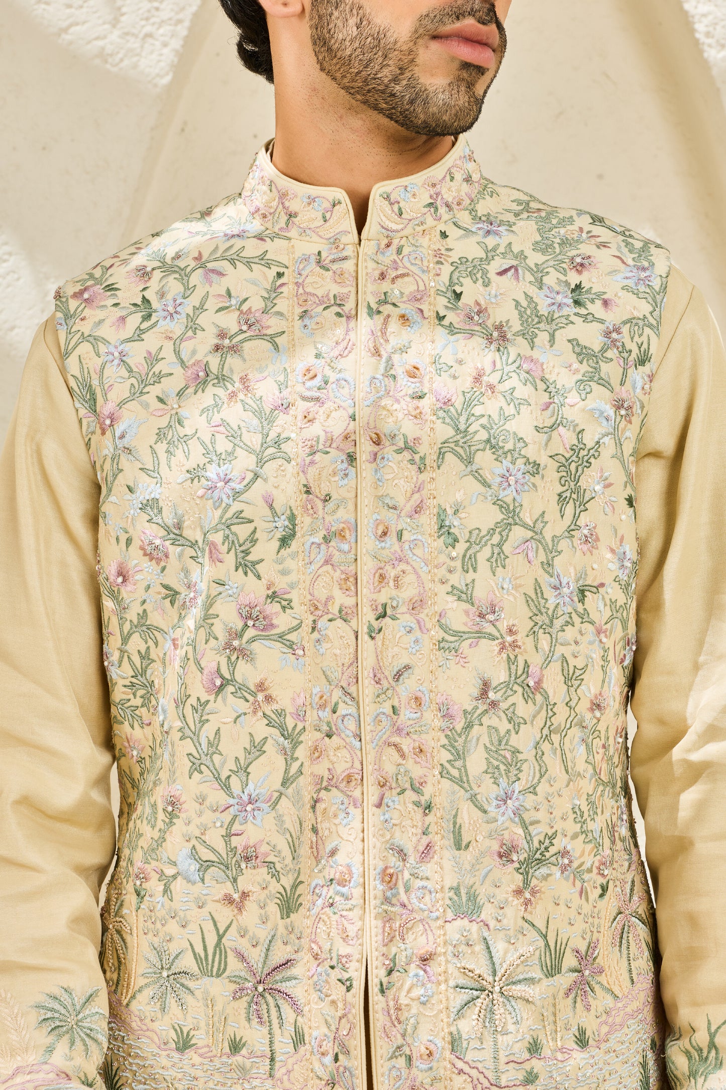 Beige Tropica Waistcoat Set