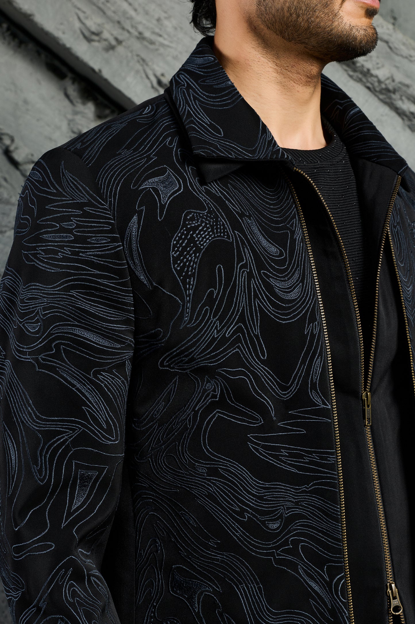 Black Abstract Wave Shacket Set