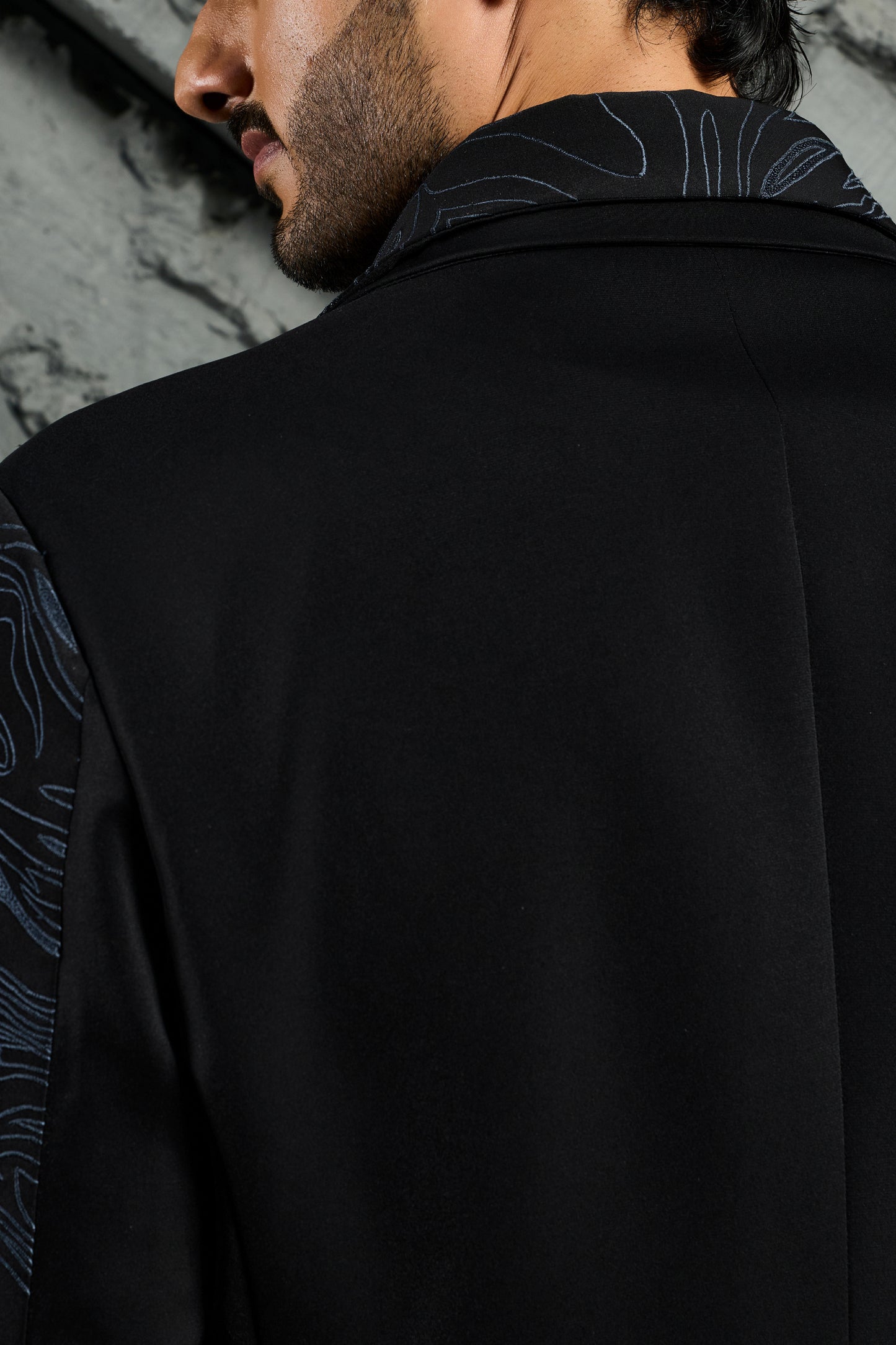Black Abstract Wave Shacket Set