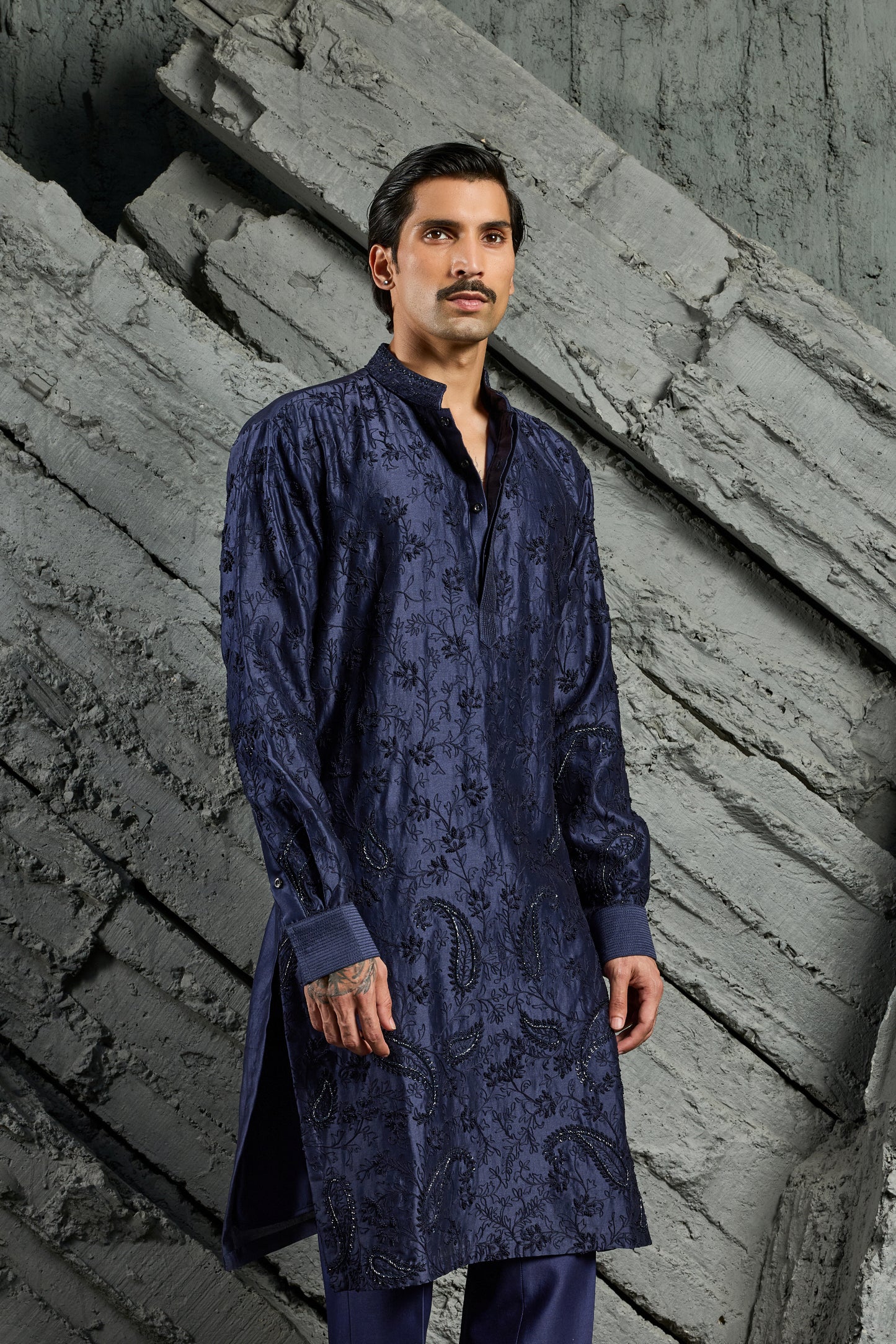 Azure Blossom Embroidered Kurta Set