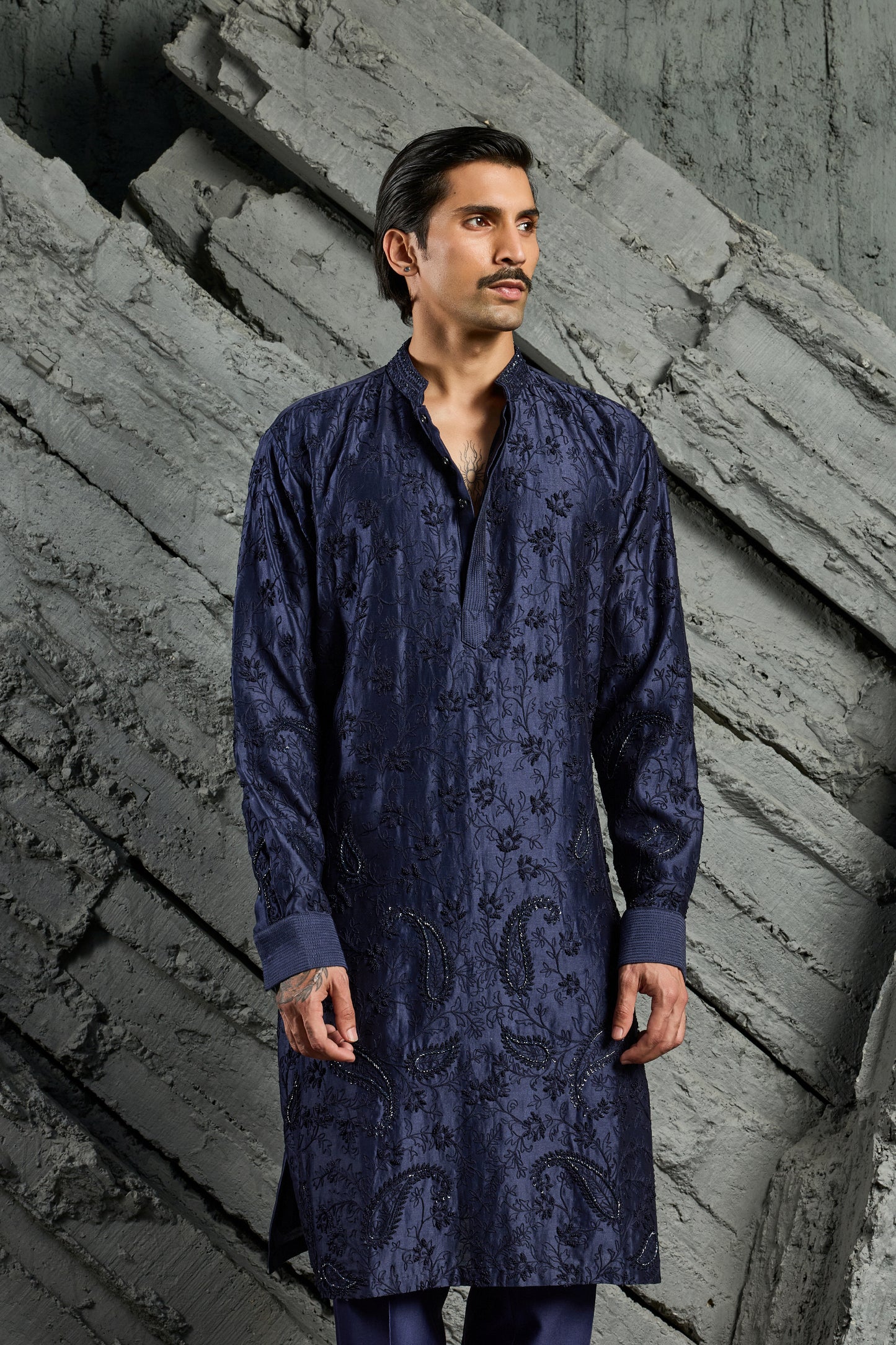 Azure Blossom Embroidered Kurta Set