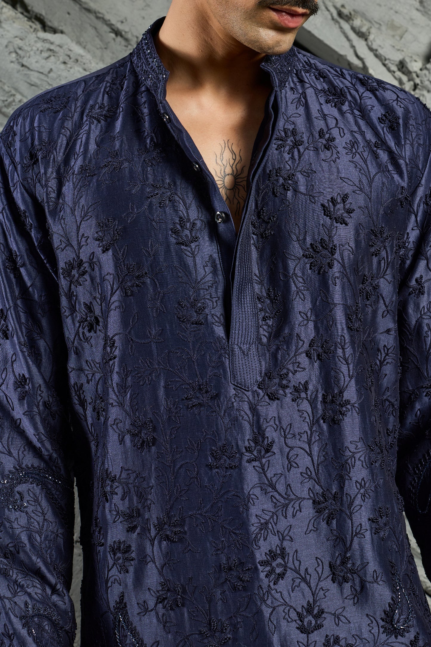 Azure Blossom Embroidered Kurta Set