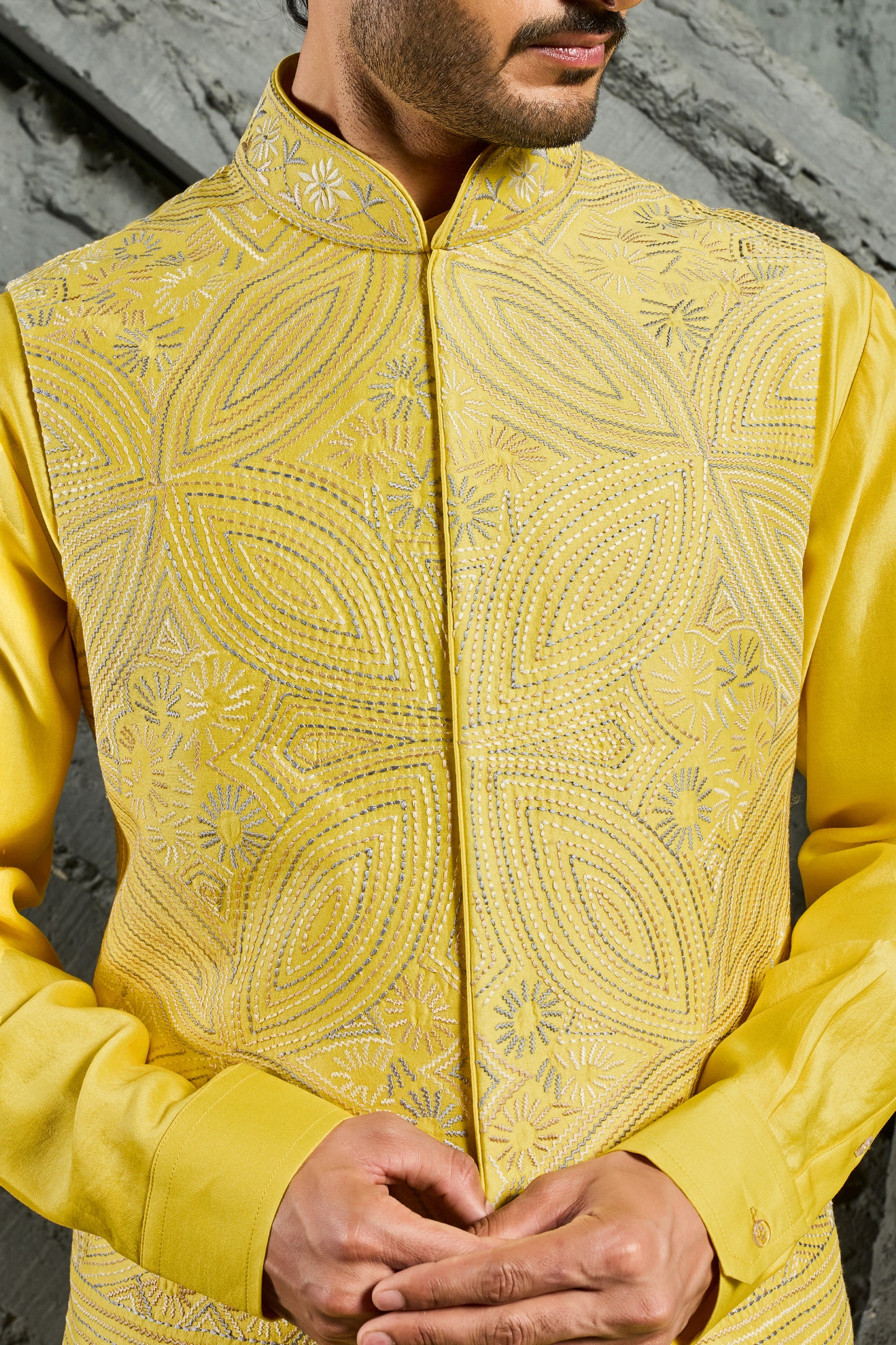 Yellow Sunray Waistcoat Set