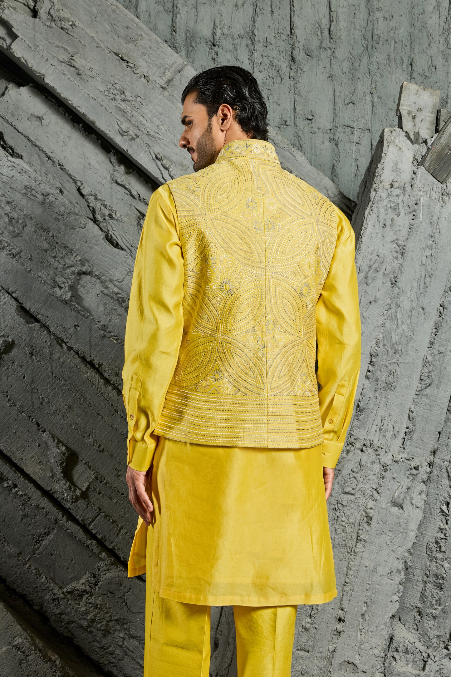 Yellow Sunray Waistcoat Set