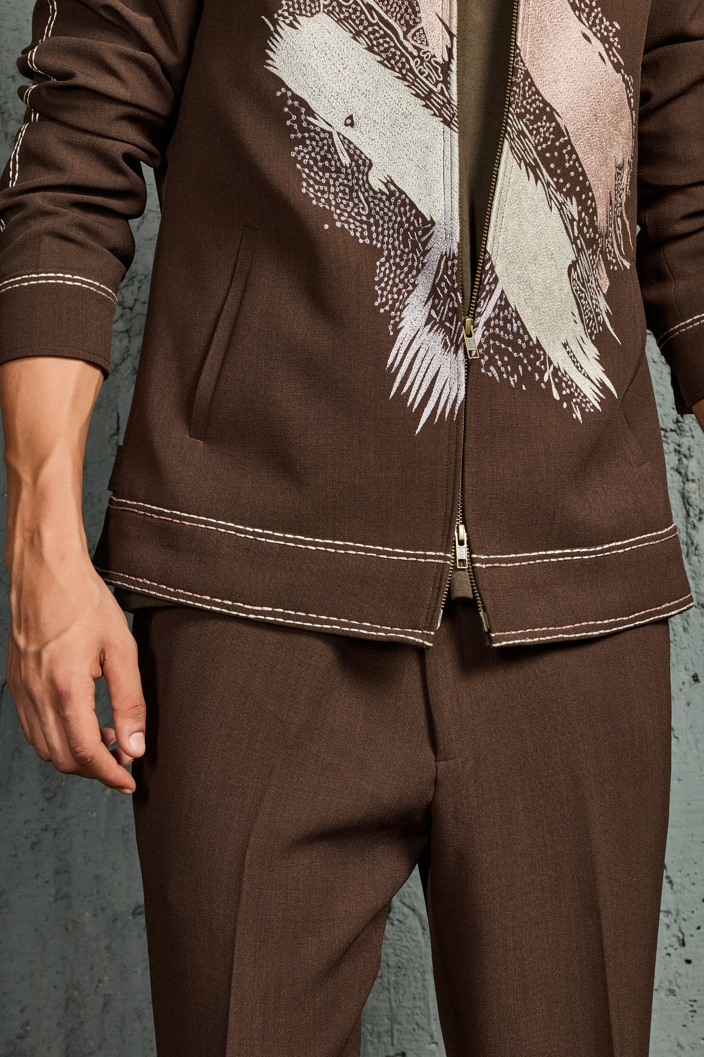 Brown Paint Strokes Shacket Set