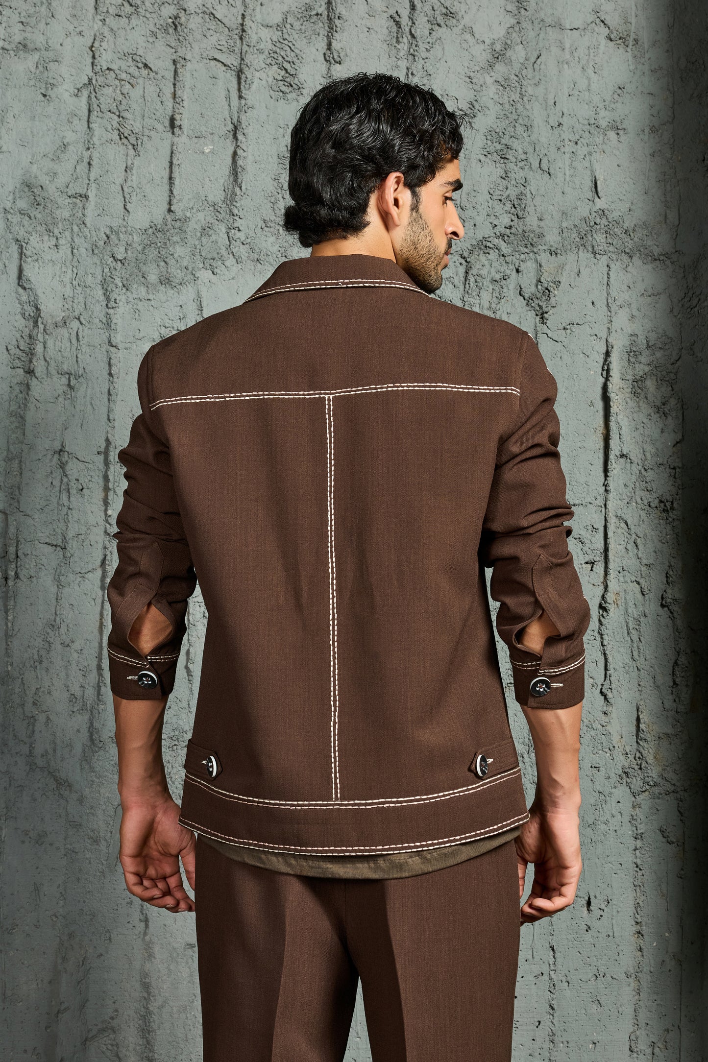 Brown Paint Strokes Shacket Set