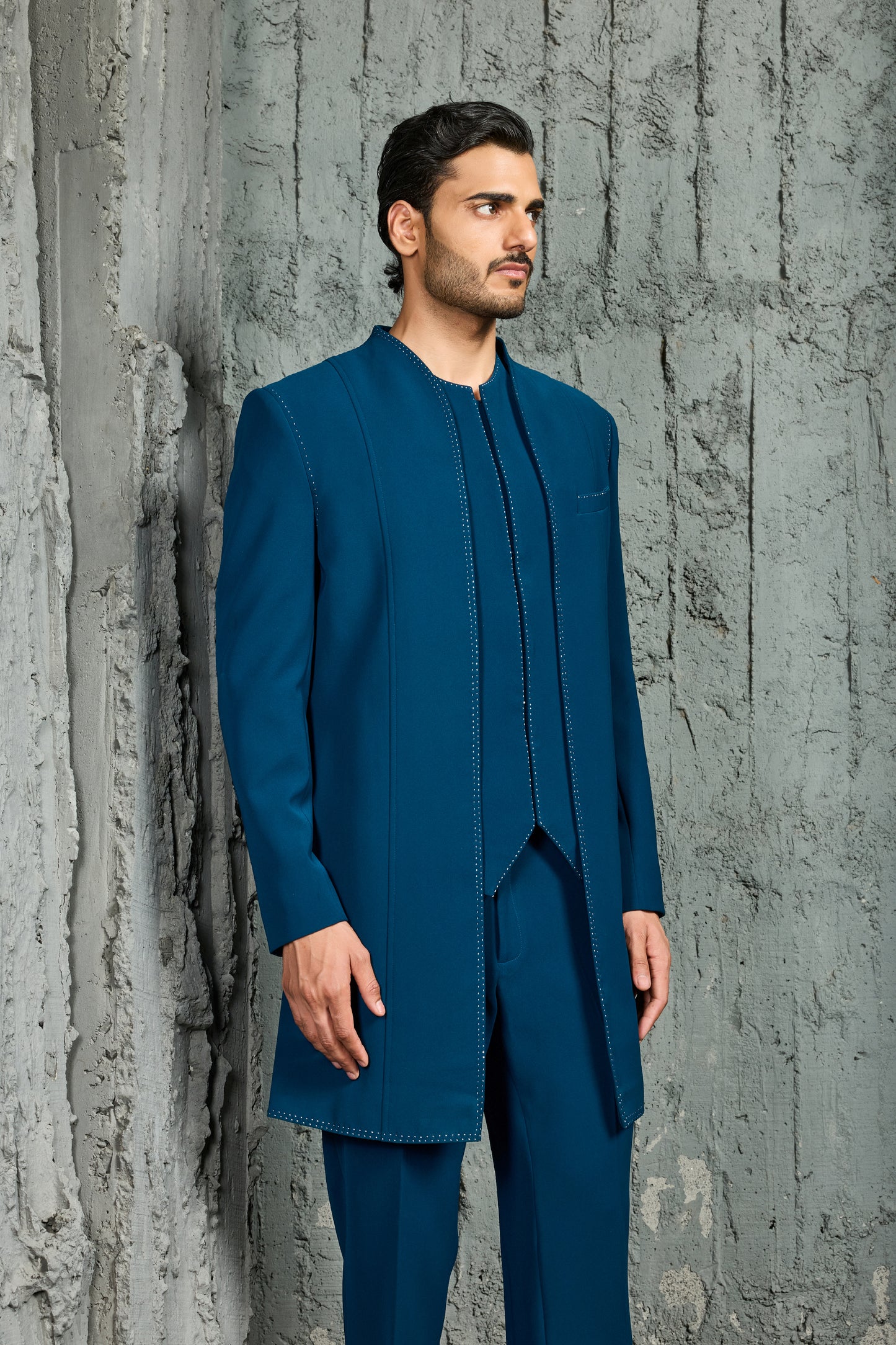 Teal Vogue Indowestern Set