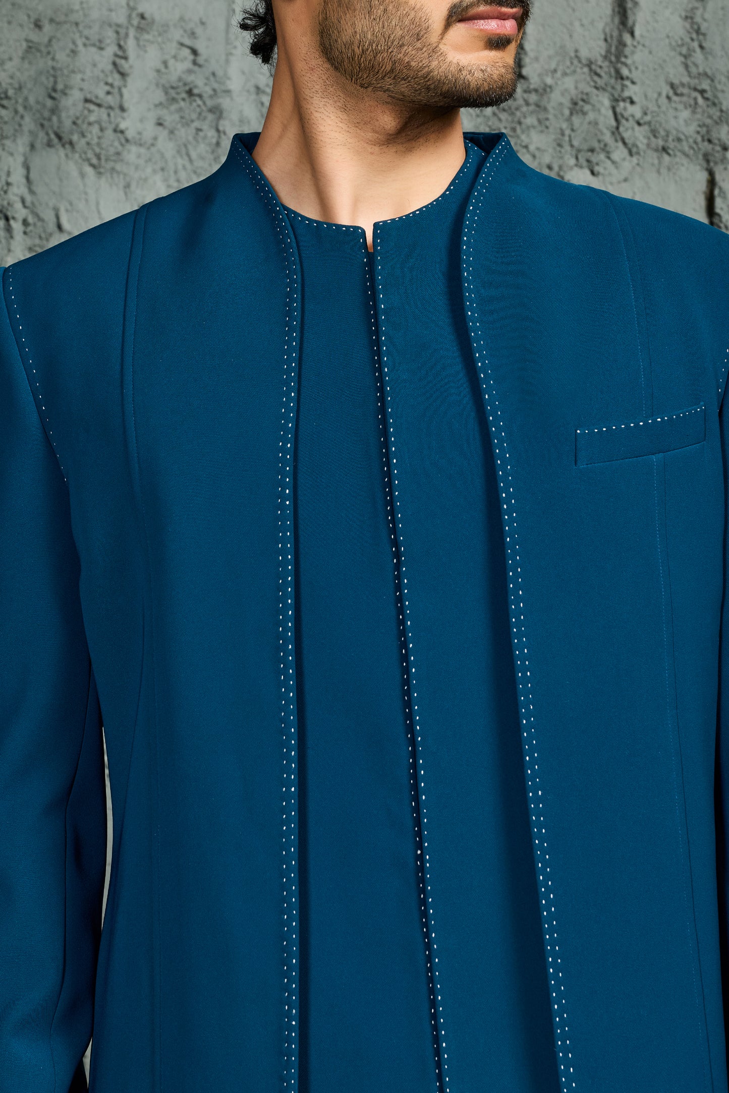 Teal Vogue Indowestern Set