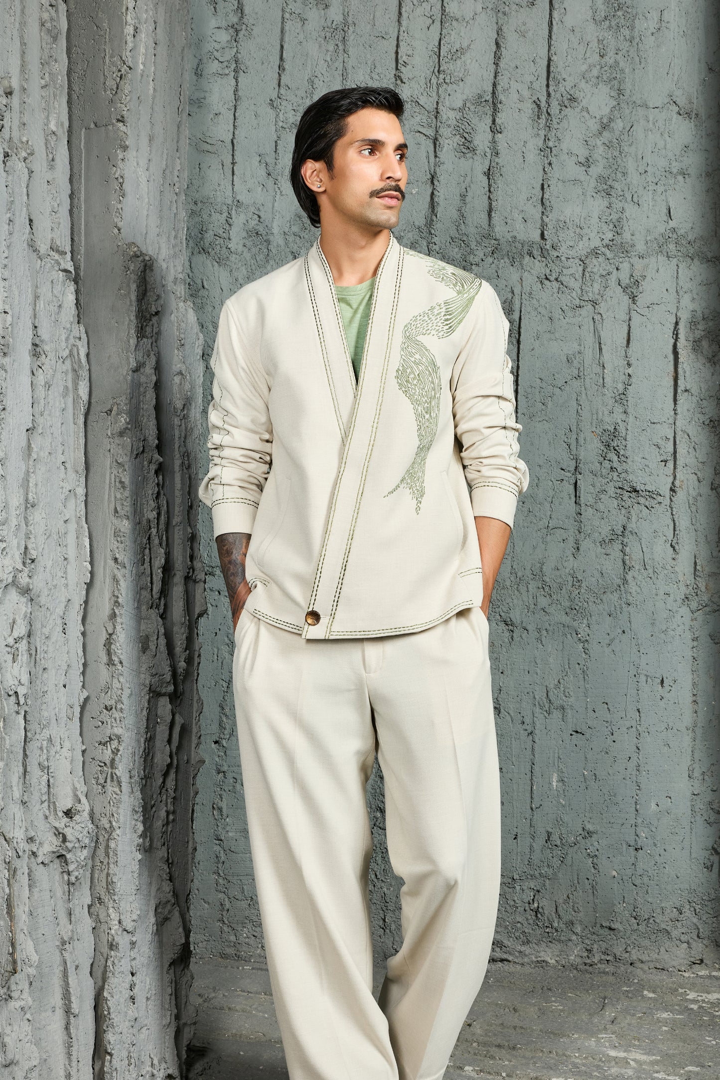 Ice Grey Abstract Spiral Shacket Set