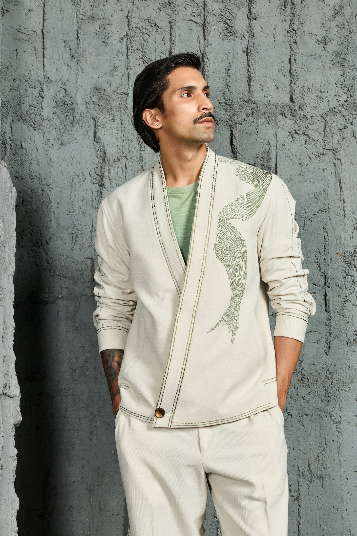Ice Grey Abstract Spiral Shacket Set