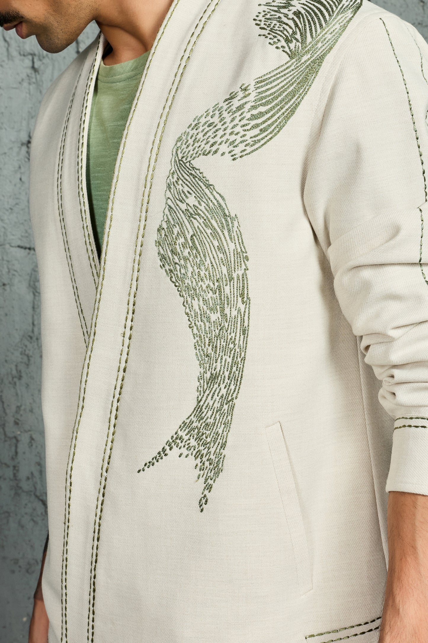 Ice Grey Abstract Spiral Shacket Set