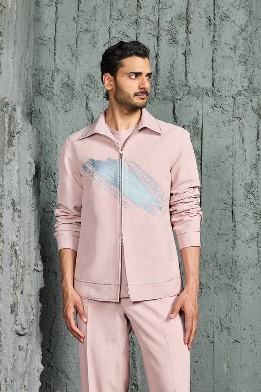 Bubblegum Pink Paint Strokes Shacket Set
