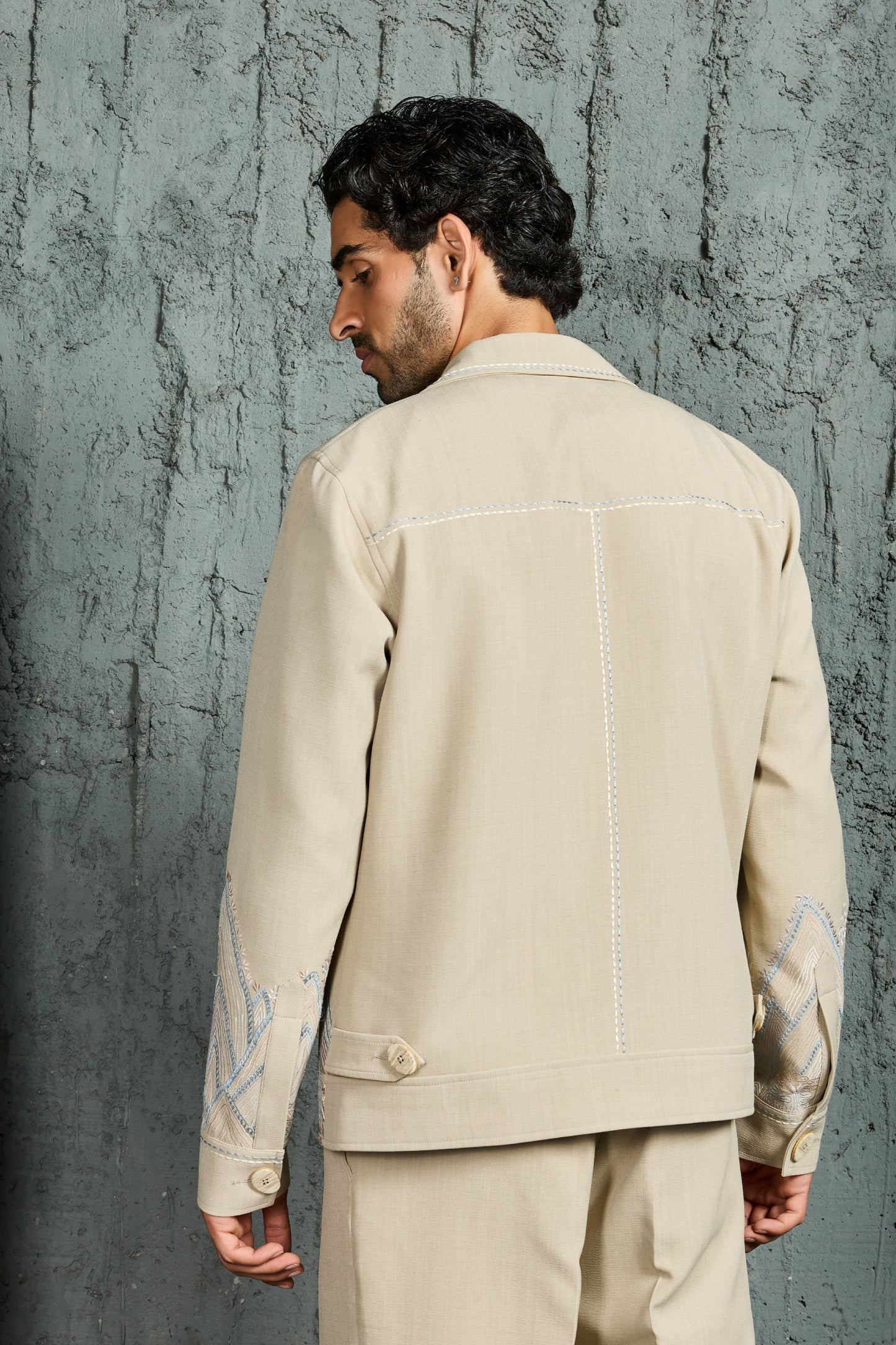 Beige Mount-Ridge Shacket Set