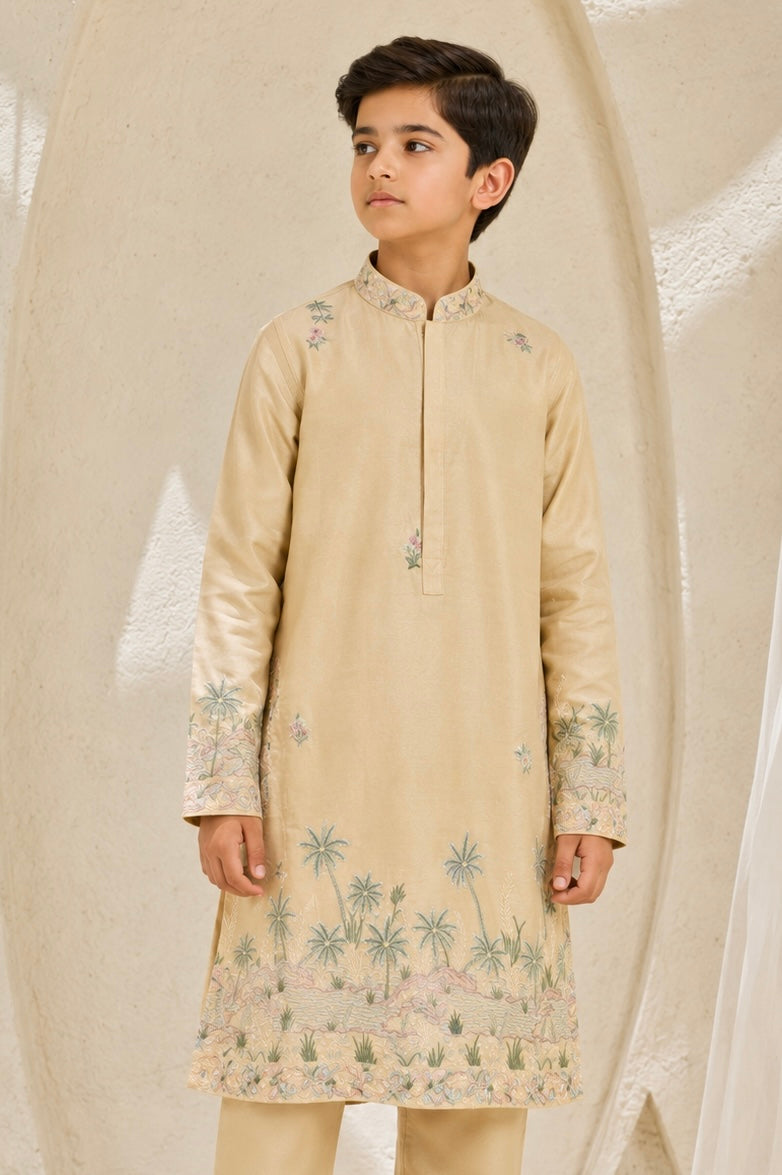 Beige Tropica Waistcoat Set