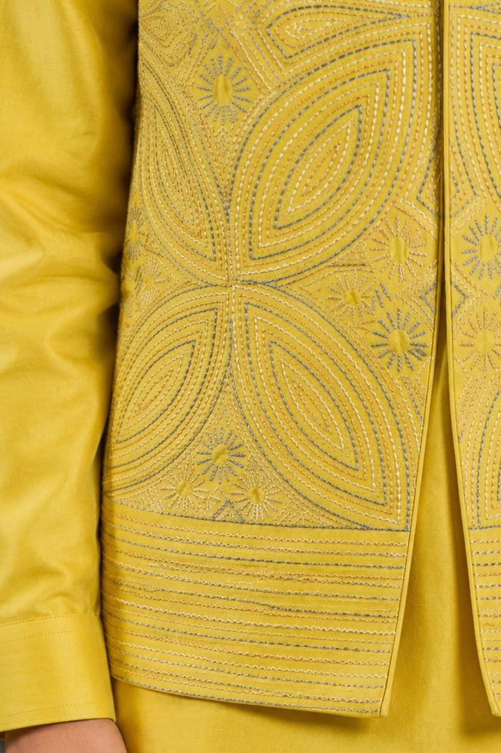 Yellow Sunray Waistcoat Set
