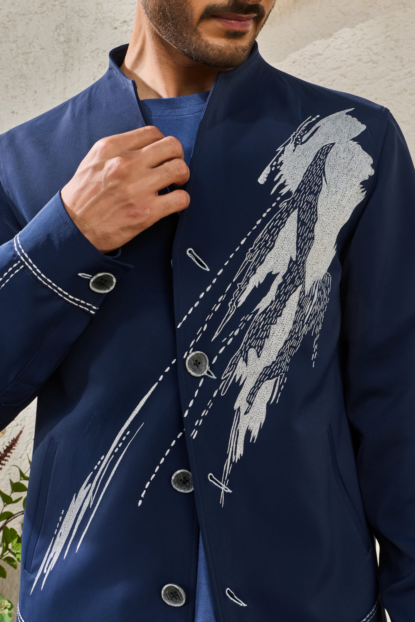 Navy Paint Strokes Shacket Set