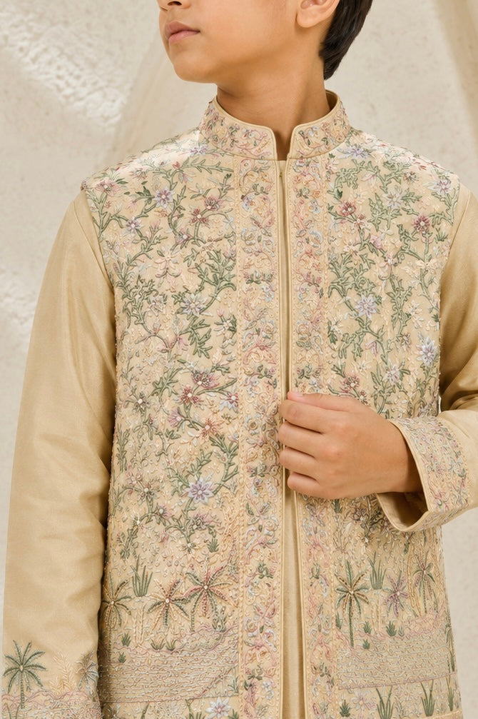 Beige Tropica Waistcoat Set