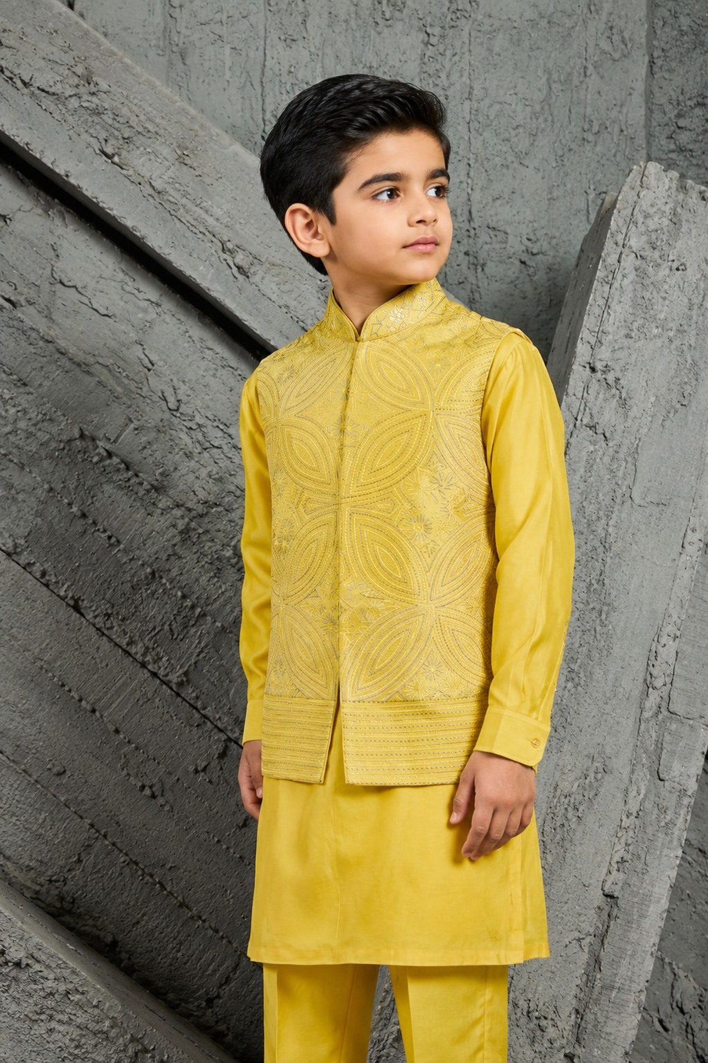 Yellow Sunray Waistcoat Set