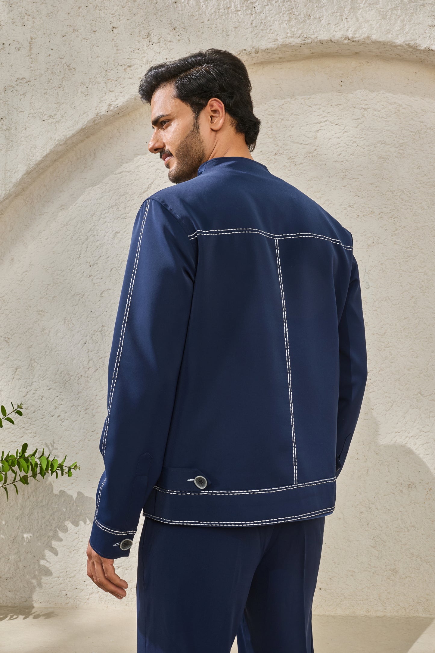 Navy Paint Strokes Shacket Set