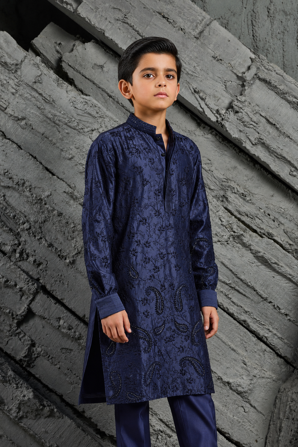 Azure Blossom Embroidered Kurta Set