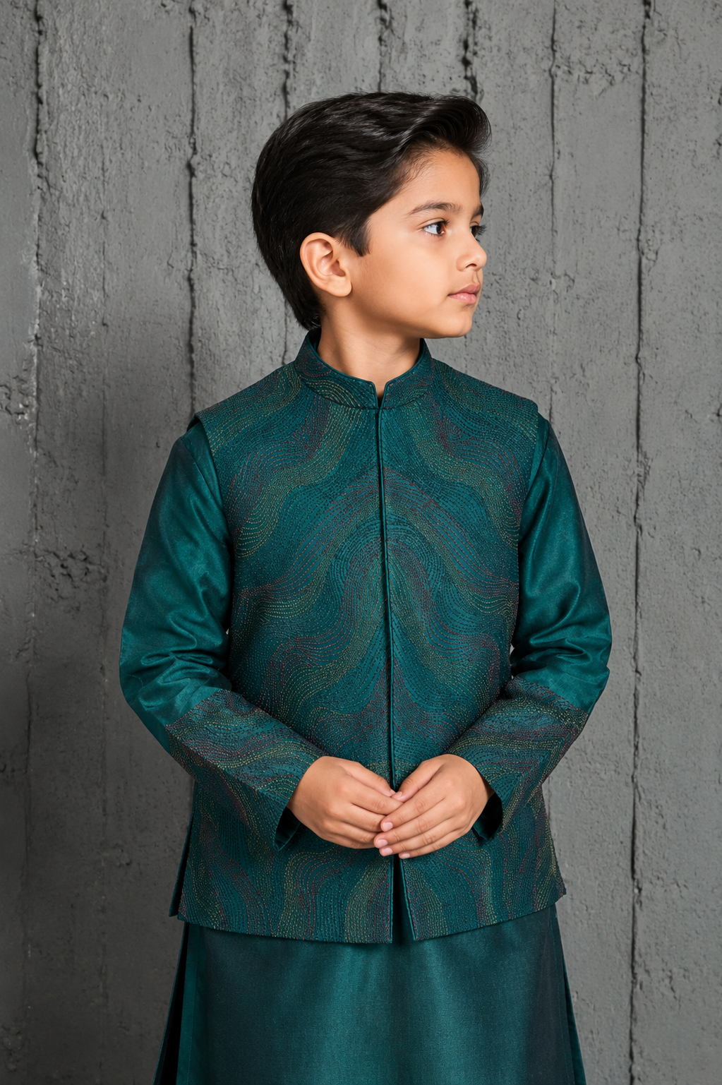 Green Wave Waistcoat Set