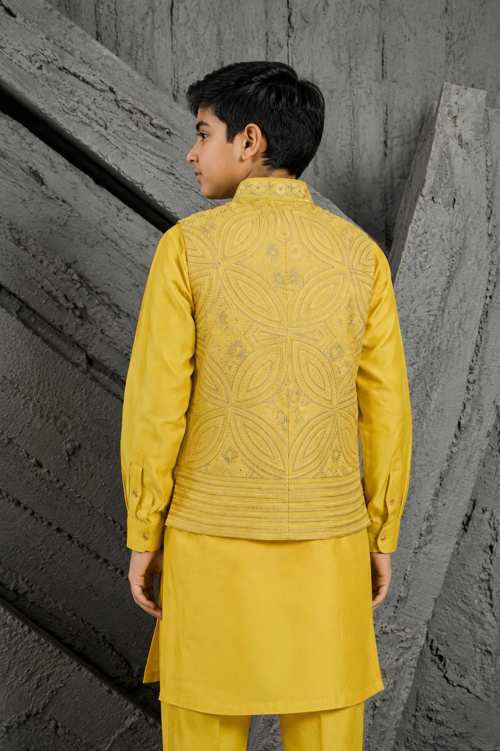 Yellow Sunray Waistcoat Set