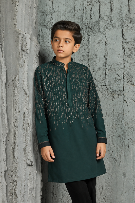 Mehfil Green Embroidered Kurta Set