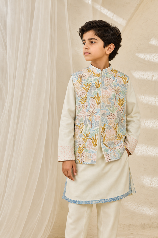Off-white Serene Garden Waistcoat set