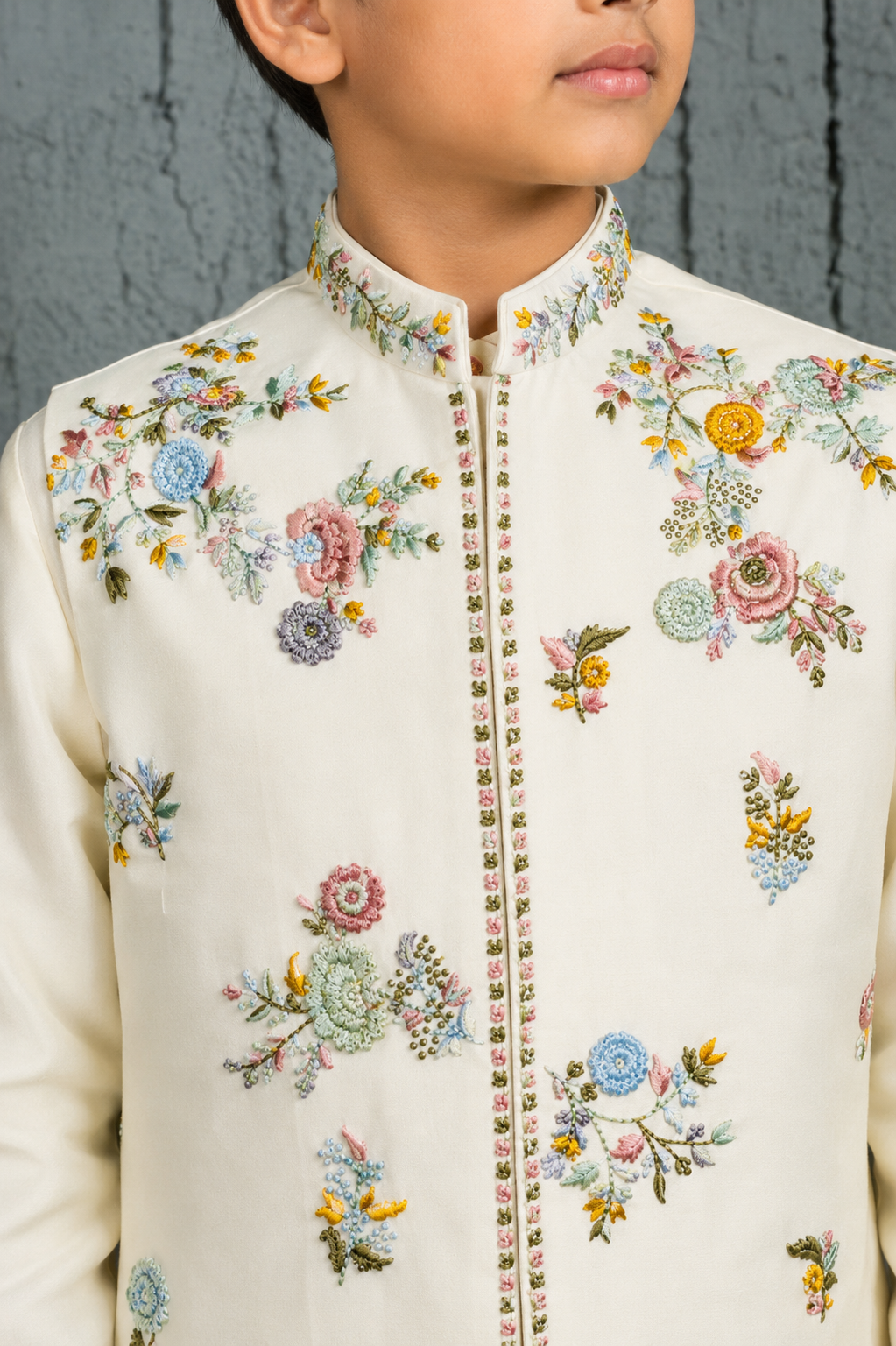Ivory Gulmohar Bloom Waistcoat Set
