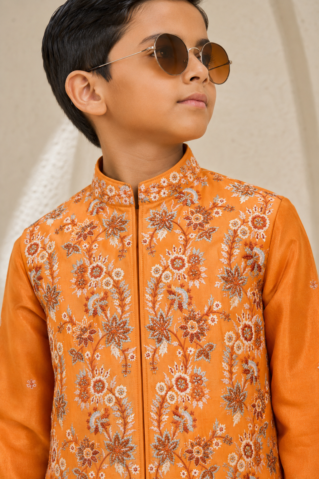 Burnt Orange Bloom Waistcoat Set