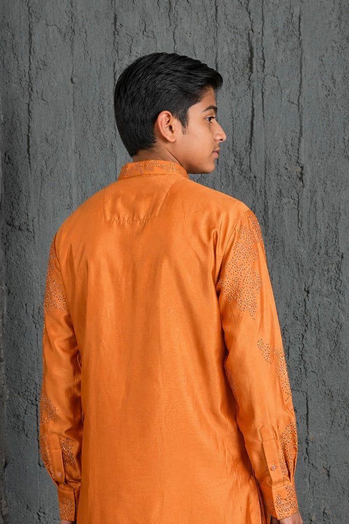 Sunset Bloom Orange French Knot Kurta Set