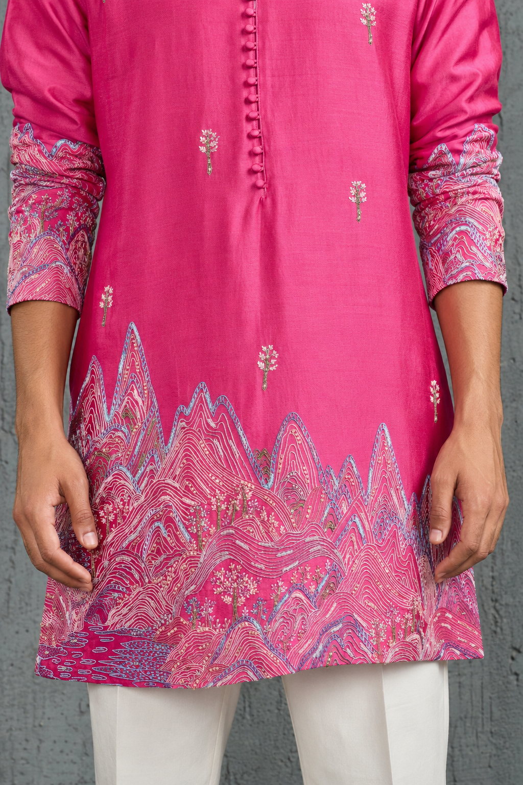 Pink Gulrang Ridge Kurta Set