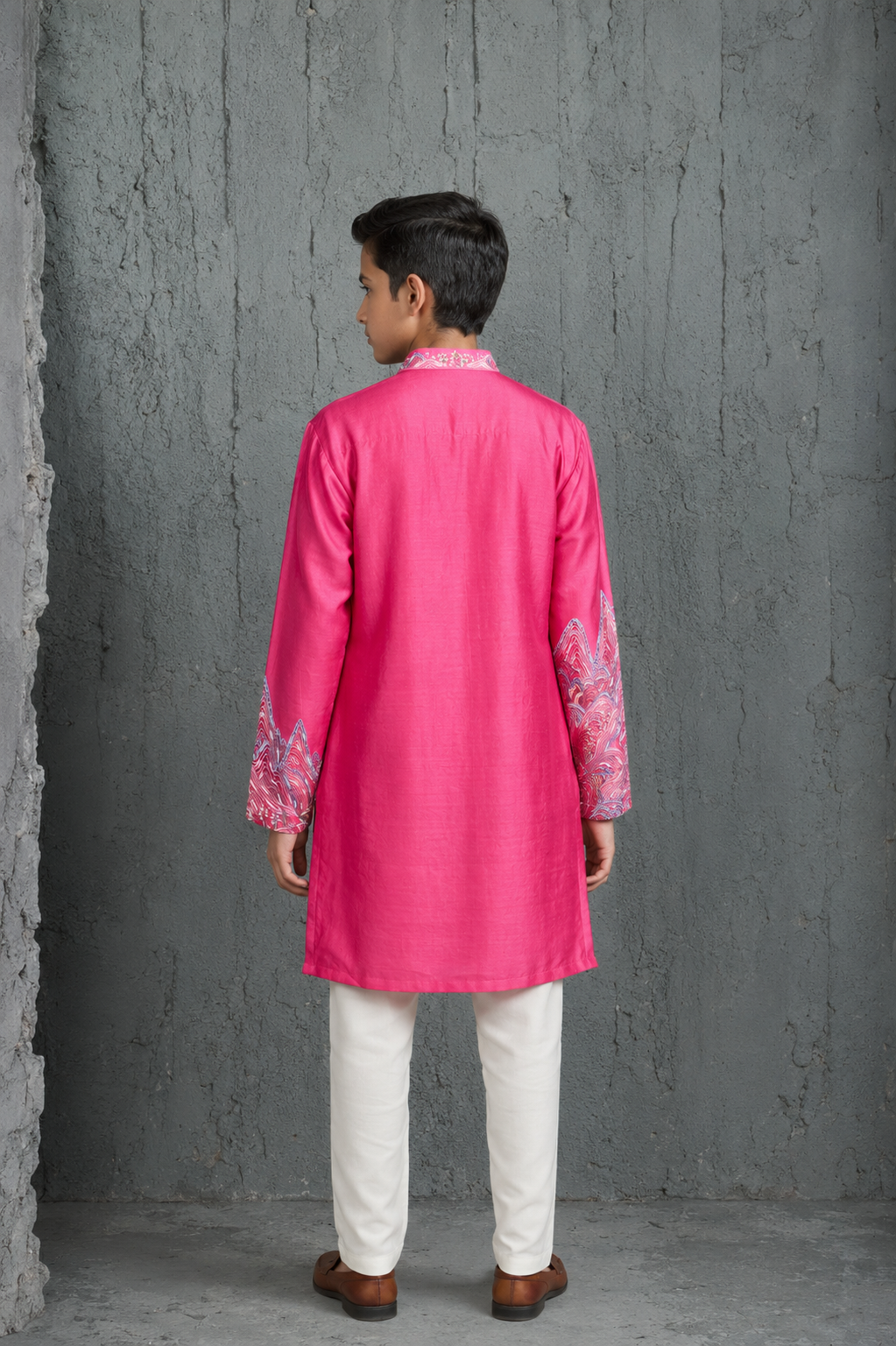 Pink Gulrang Ridge Kurta Set