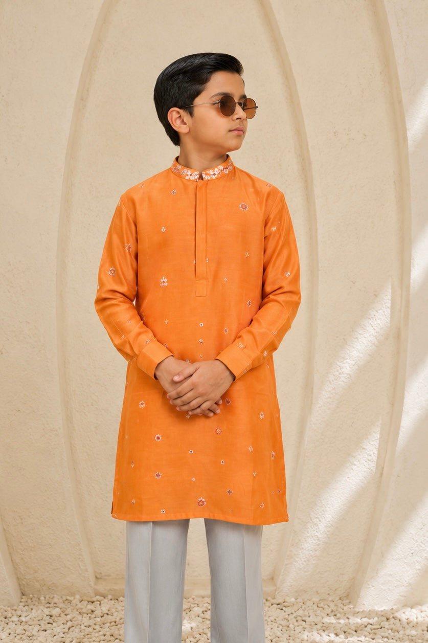 Burnt Orange Bloom Waistcoat Set