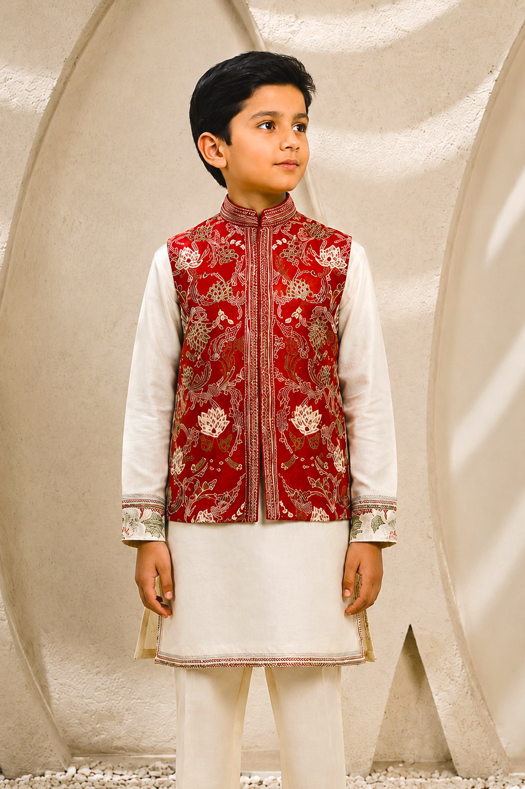 Scarlet Bloom Waistcoat Set