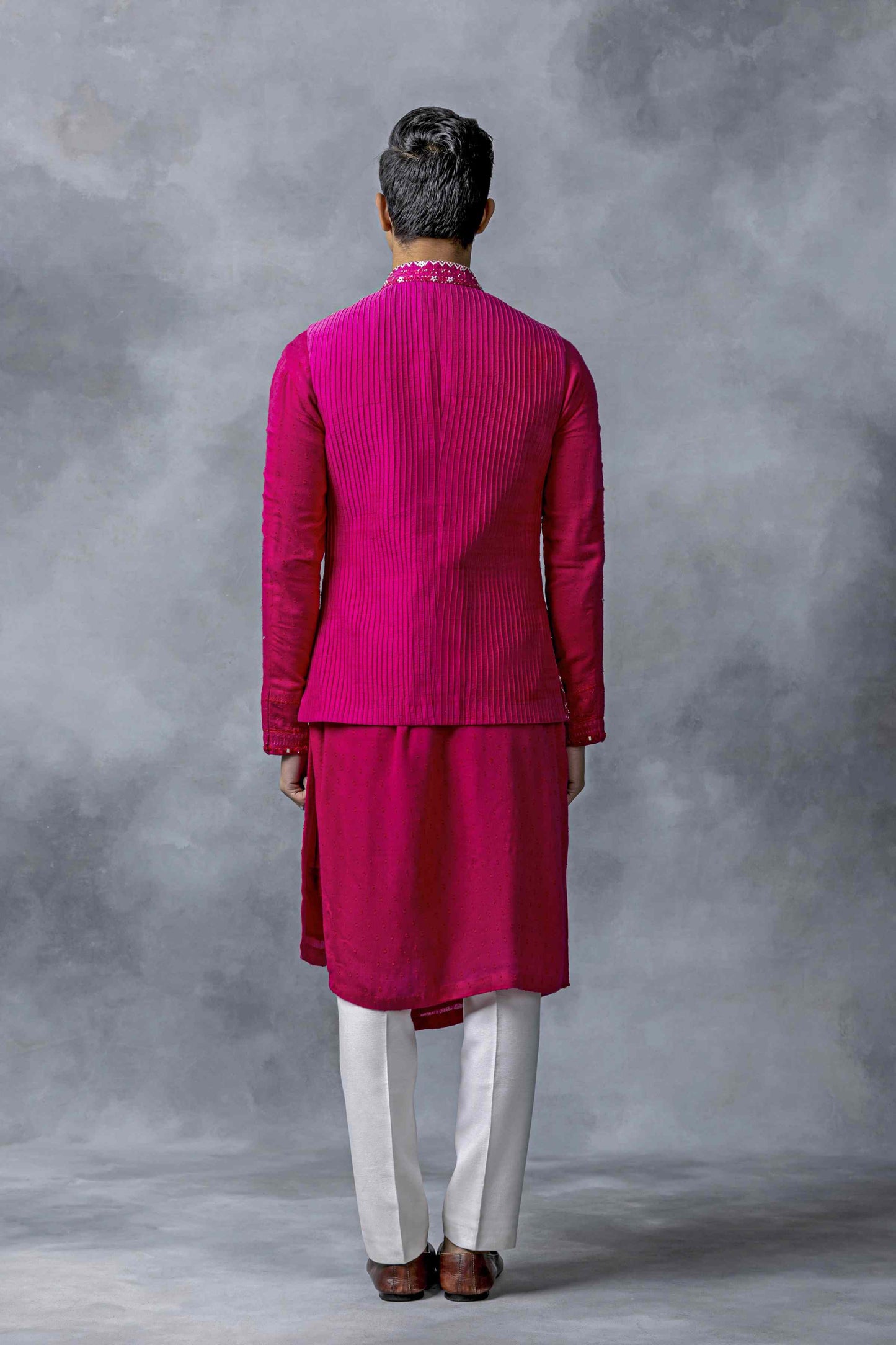 Hot Pink Front Cut Waistcoat Set